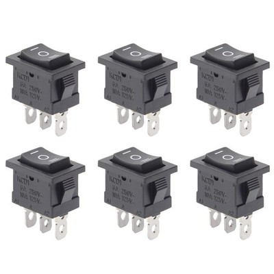 6Pcs On/Off/On Boat Rocker Switch 3 Pin 3 Position Snap 12V AC 250V/6A 125V/1...
