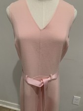 Oscar de la Renta Vintage 100% Wool Tailored Lined Shift Dress Pockets Pink Sz 4