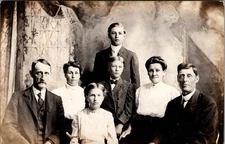 Postcard Real Photo RPPC Family Photo Grandparents Parents and Children Studio