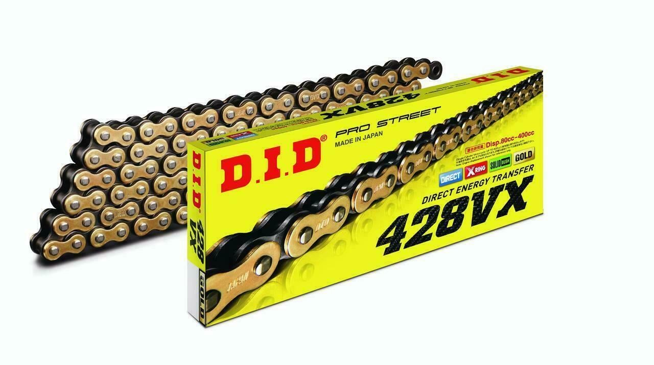 DID X-Ring Gold Motorcycle Drive Chain 428VX 428 VX 128L 128 L Links