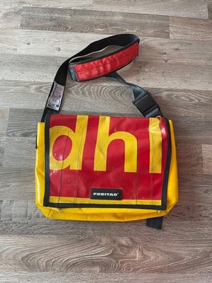 Freitag F12 DRAGNET Messenger Bag Yellow Red Recycled Truck Tarp