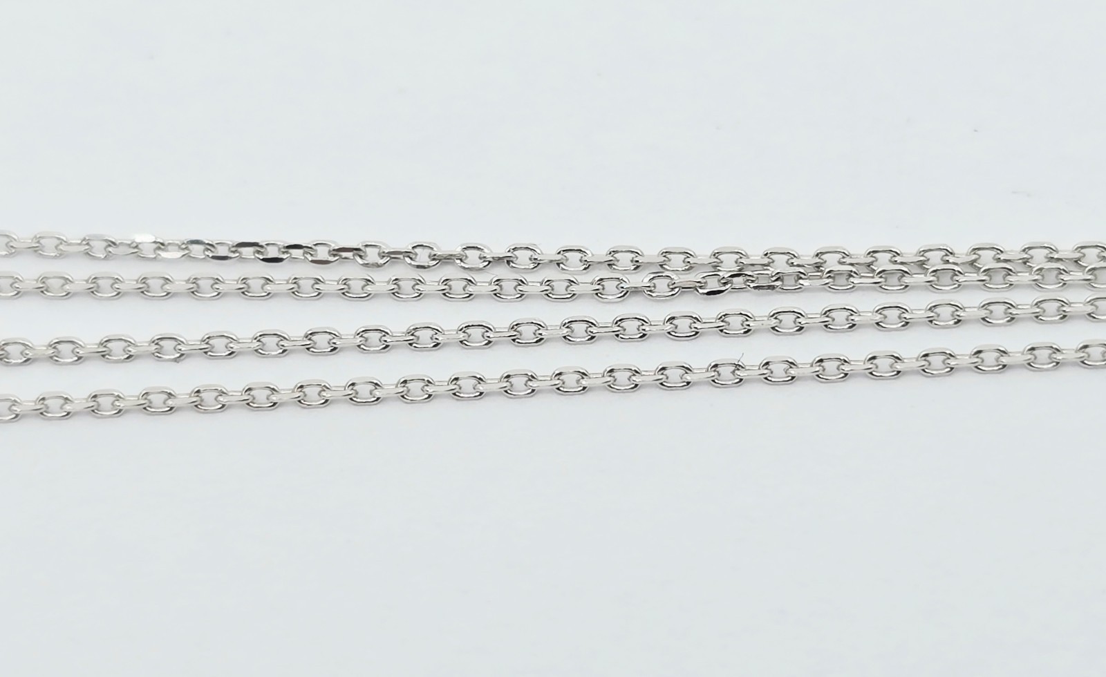 Thin 14K Solid White Gold Link Chain Necklace & R… - image 8