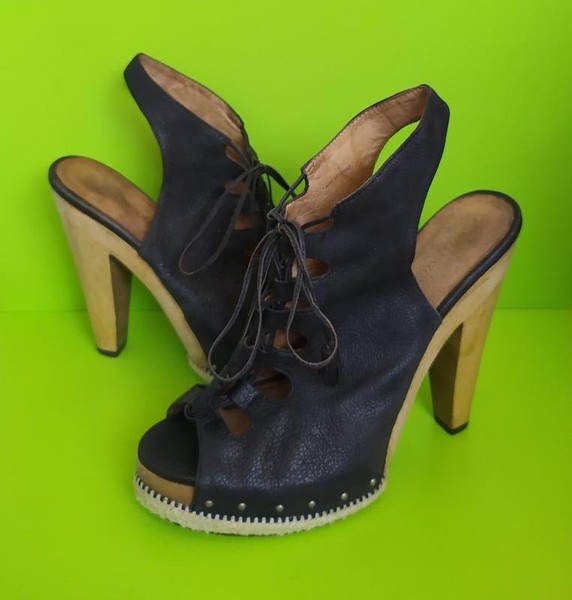 Women Carlo Pazolini Heels Black Leather 38.5 #10MF