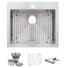 Miseno MSS2421SRTM 24" Top-Mount/Undermount Single Basin Sink, Stainless Steel