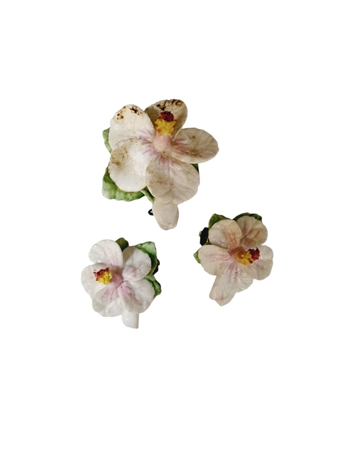 Vintage Coalbrook China Flower Brooch Set English Set (A5445)