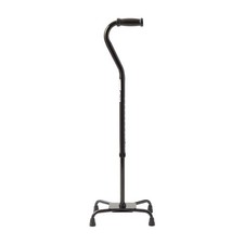 Medline Aluminum Quad Cane with Large Base Offset Handle 300lbs Black