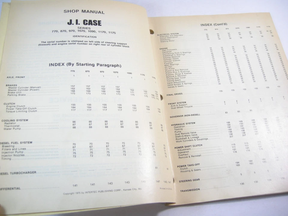 CASE I & T 770 870 970 1070 1090 1170 1175 Tractor Service Shop Repair Manual - Image 3 of 4