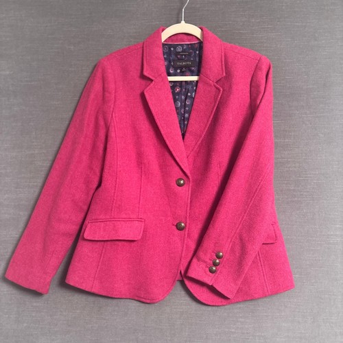 Talbots Blazer 12 Pink Wool Aberdeen Crest Button Jacket Fall Winter Career
