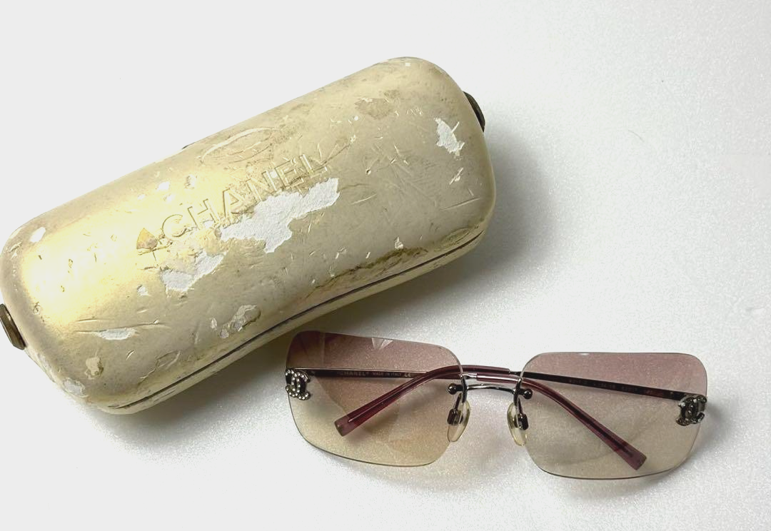 CHANEL Rimless Sunglasses Eyewear 4017-D c.124/58 Coco Logo