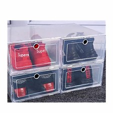 Six-Pack Transparent Stackable Shoe Storage Boxes   Foldable, Dustproof Plastic
