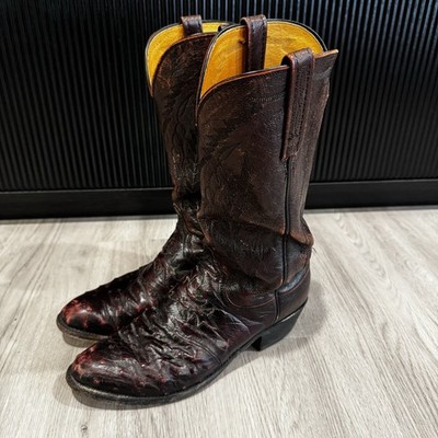 27cm Lucchese 1883 ウエスタンブーツ ヴィンテージ P4884 Vintage Lucchese 1883 Boots Mens Ostrich Leather Red Pull On