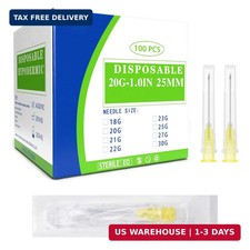 100 Pack 20 Ga 25mm 1IN Disposable Dispensing Needles for Scientific and Industr