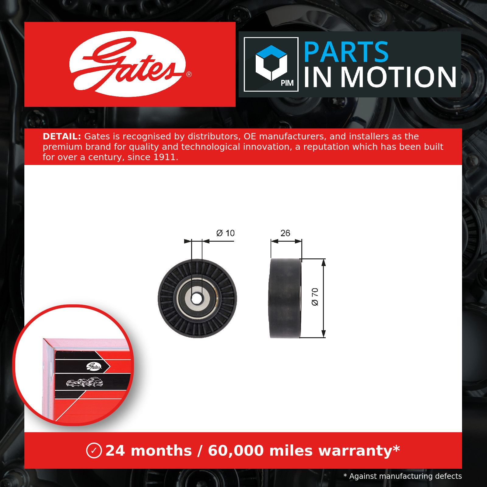 GATES-OE T36393 Deflection/Guide Pulley, V-ribbed belt for FORD,JAGUAR,LAND ROVE - Image 6