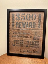 Jesse James $500 Reward Wanted Poster – Vintage Style Western Wall Art – Fram A5