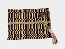 Makeup Junkie Bag Chevron Zig Zag Pattern Earth Tones Missioni Style Textile