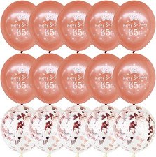 65Th Birthday Party Decoration Balloons, 15Pcs 12Inch Rose Gold Metallic Confett
