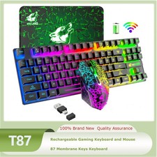Wireless Gaming Keyboard and Mouse Combo Rainbow Backlit Rechargeable for PC Mac