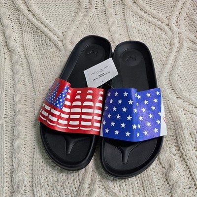 Coca-Cola Hype Co Slides USA Flag Stars Stripes Black Mens 9-10 Womens 11-12 NEW