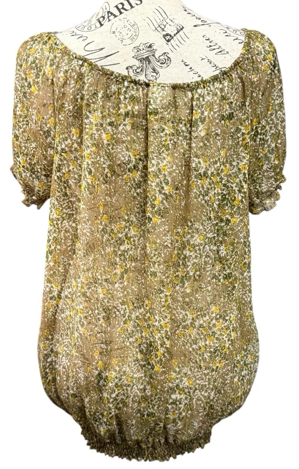 De Colección Y2K Transparente Floral Top Volantes XL Verde Campesino Boho Jardín Hada Cachicho Foto 2 de 4
