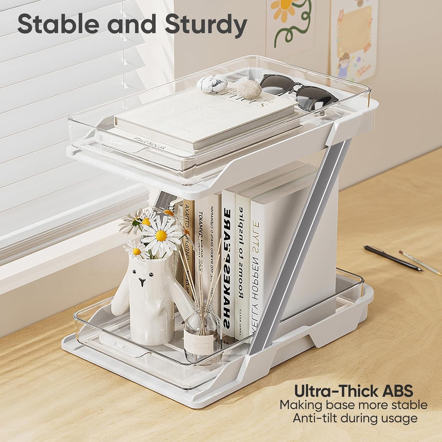 2 Tier Clear Pull Out Organizer Under Sink Bathroom Kitchen Storage Rack