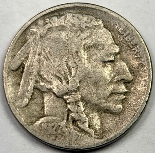 1927-D WEAK D BUFFALO NICKEL VF EARLY CIRCULATED COIN! SCARCE