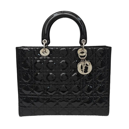 【Authentic】 DIOR Lady Dior Black Patent leather Handbags (DDP)