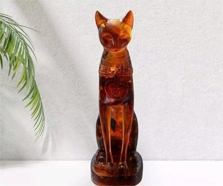 RARE ANCIENT EGYPTIAN ANTIQUE Statue Goddess Bastet Cat for Amber Stone Egypt BC - Image 2 of 4