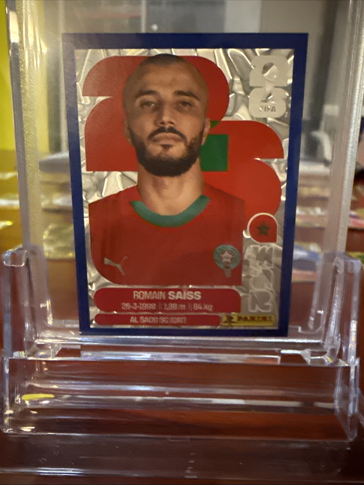 2026 Panini World Cup Sticker Collection Roman Saiss #Mar-7 Morocco Blue Crumple