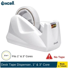 Excell Premium Dual-Core Desk Tape Dispenser Weighted Base 1" & 3" Core No Tape