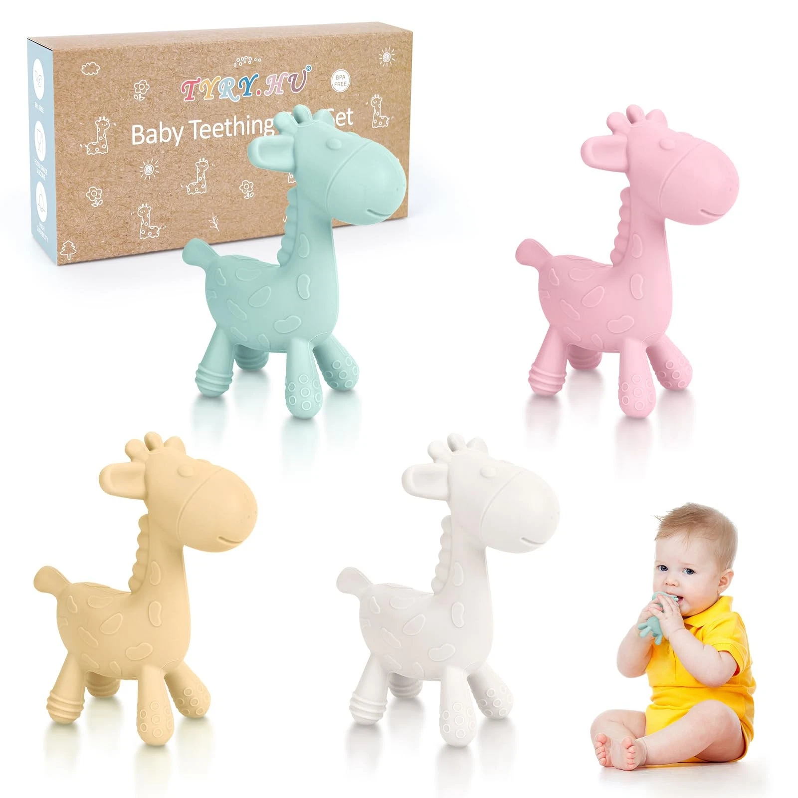 Baby Teething Toys for Babies 0-6 6-12 Months,BPA Free Silicone Giraffe Teeth...
Opens in a new wind