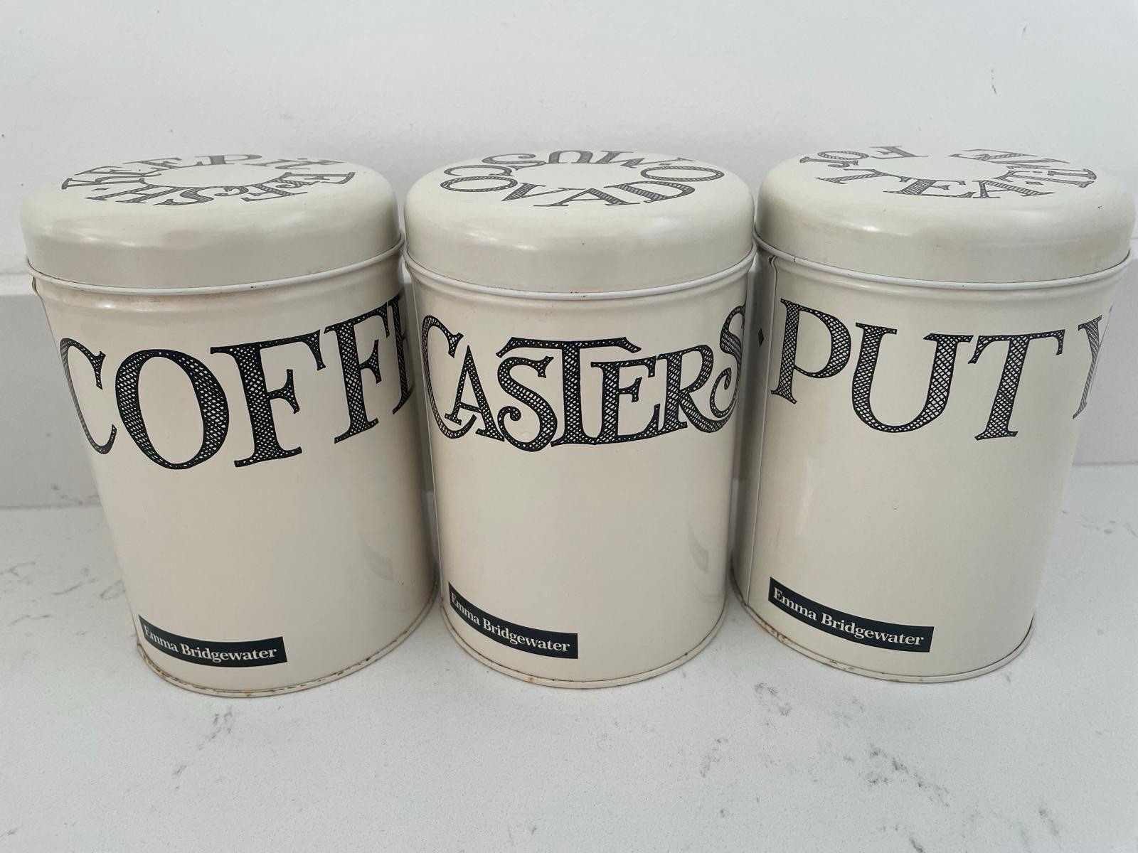 Emma Bridgewater Black Toast Set of Three Canisters Kitchen Tea Coffee Sugar