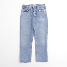 AGOLDE Womens Riley High Rise Straight Leg Cropped Jeans Light Blue Size 28