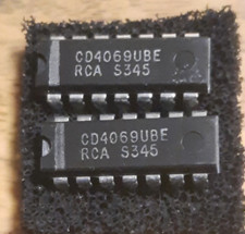 2 x CD4069UBE, MC14069UB, CD4069CN c-mos hex inverter circuit RCA or similar, NOS