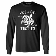 Just A Girl Who Loves Turtles Long Sleeve Turtle Lover Marine Bio Shirts
