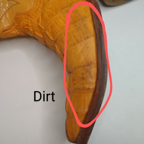 Adventurero Mexican Cowboy Boots Men's 7 Yellow/Orange Leather Pointed Toe - Picture 11 of 12
