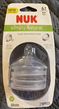 New Nuk Simply Natural 2pk Nipple. 6 M Fast Flow, BPA Free-Anti Colic-multi Hole