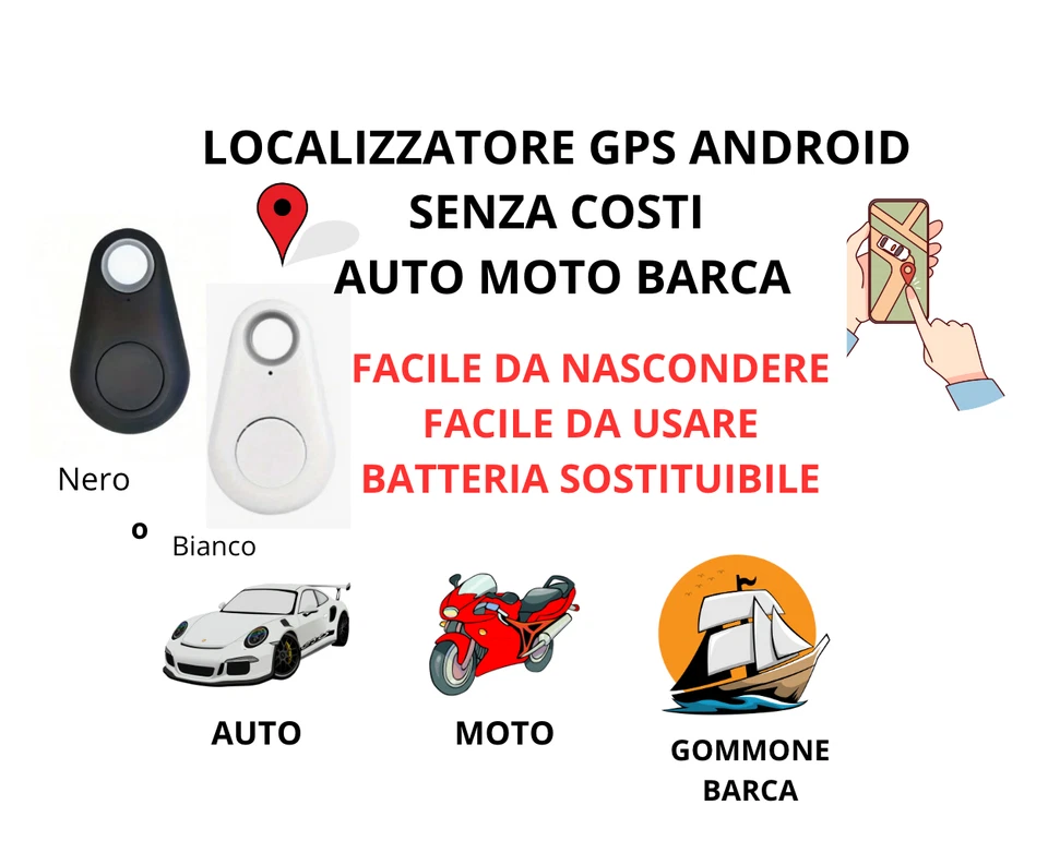 LOCALIZZATORE ANDROID GPS SATELLITARE TRACKER AUTO MOTO ZERO COSTI SMART TAG