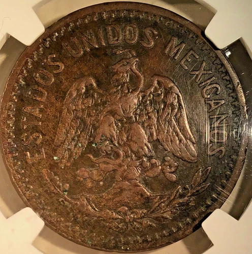 1920 Mexico 10 Centavos Bronze NGC AU Details (M408)