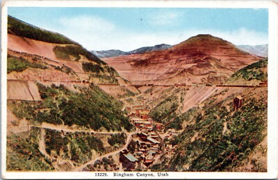 Bingham Canyon, Utah - Vintage White Border Postcard - Copper Mining Camp