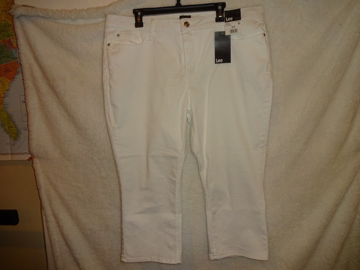 Lee Women's Denim Capri Pants Jeans White Mid Rise 22