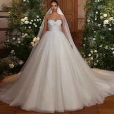 Vintage A-Line Wedding Dress Sweetheart Beading Crystal Tulle Church Bridal