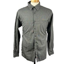 Tommy Hilfiger Men's Black Grid Point Collar Long Sleeve Button Up Size Large