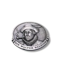 Vintage 1978 Bergamot Brass Works Sir Walter Raleigh Belt Buckle USA Tobacco Art