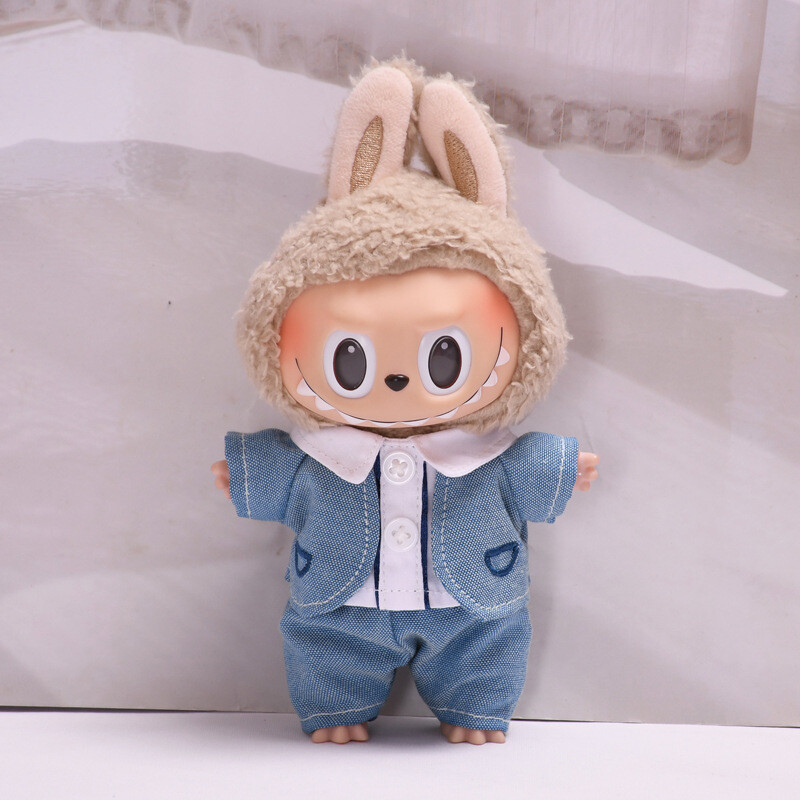 Handmade Stylilsh blue jacket clothes set for the Monsters Labubu