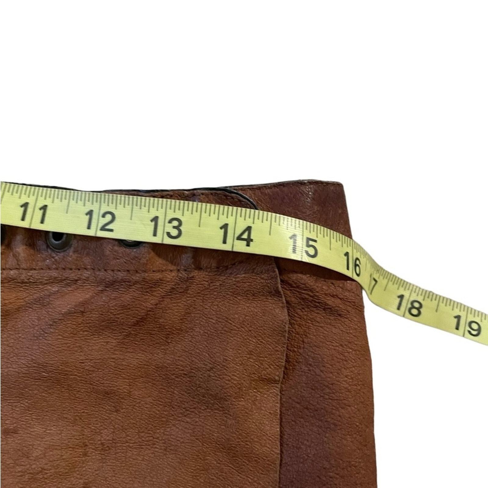 Handmade Brown Leather Patchwork Mini Skirt One S… - image 12