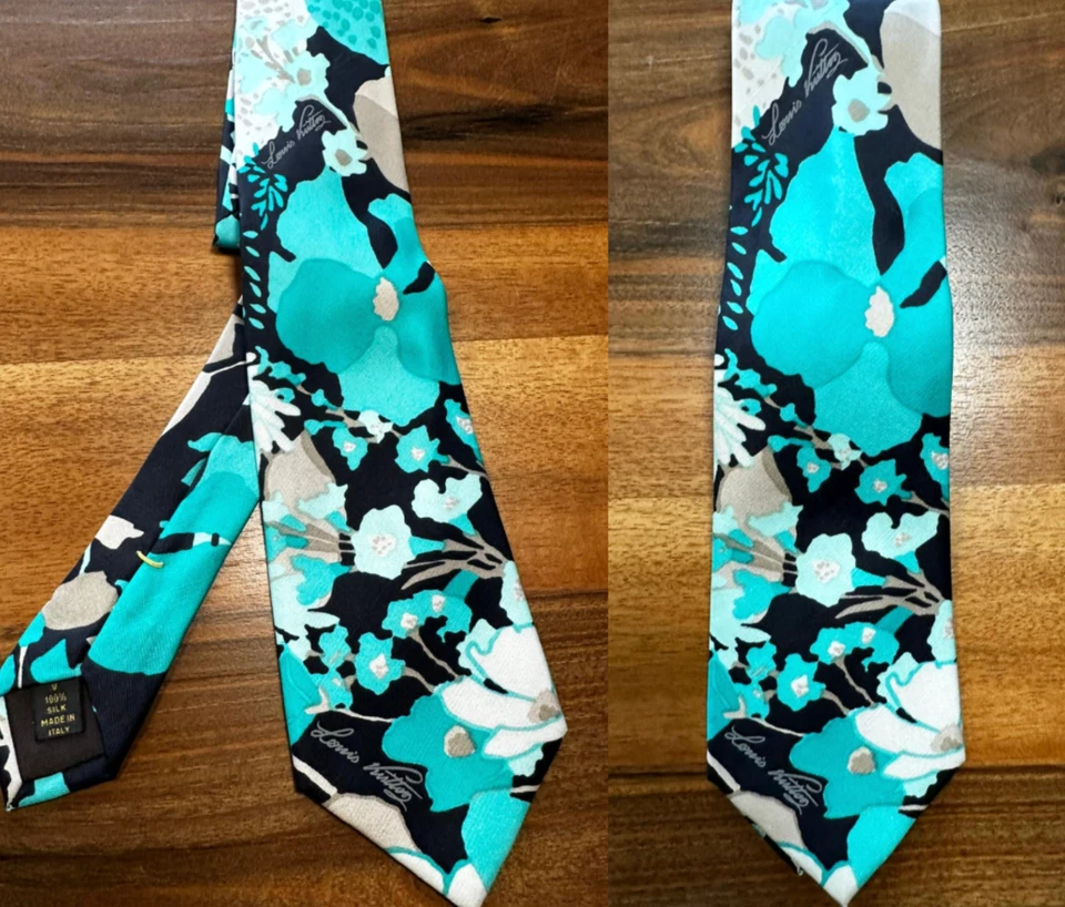 LOUIS VUITTON CLASSIC TIE KRAWATTE SILK RARE RETRO SEIDE MADE IN ITALY NEW - Bild 3 von 4