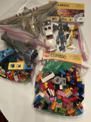 LEGO Large Classic Bricks 3 Lb 6 Oz 3 Mixed Bags with Container + More Sets.