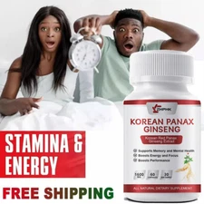 Korean Red Panax Ginseng 1600mg - 60 Capsules - Extra Strength Highest Potency