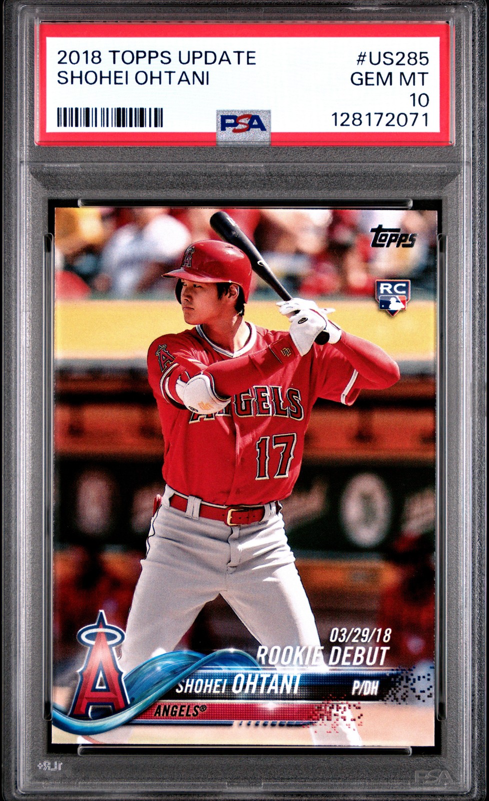 2018 TOPPS UPDATE #US285 SHOHEI OHTANI PSA 10