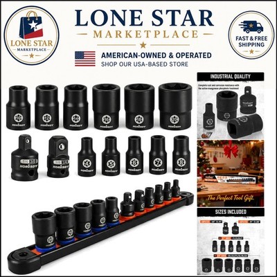 13-Piece E-Torx Socket Set with 11 Female Sockets & Impact Adapters